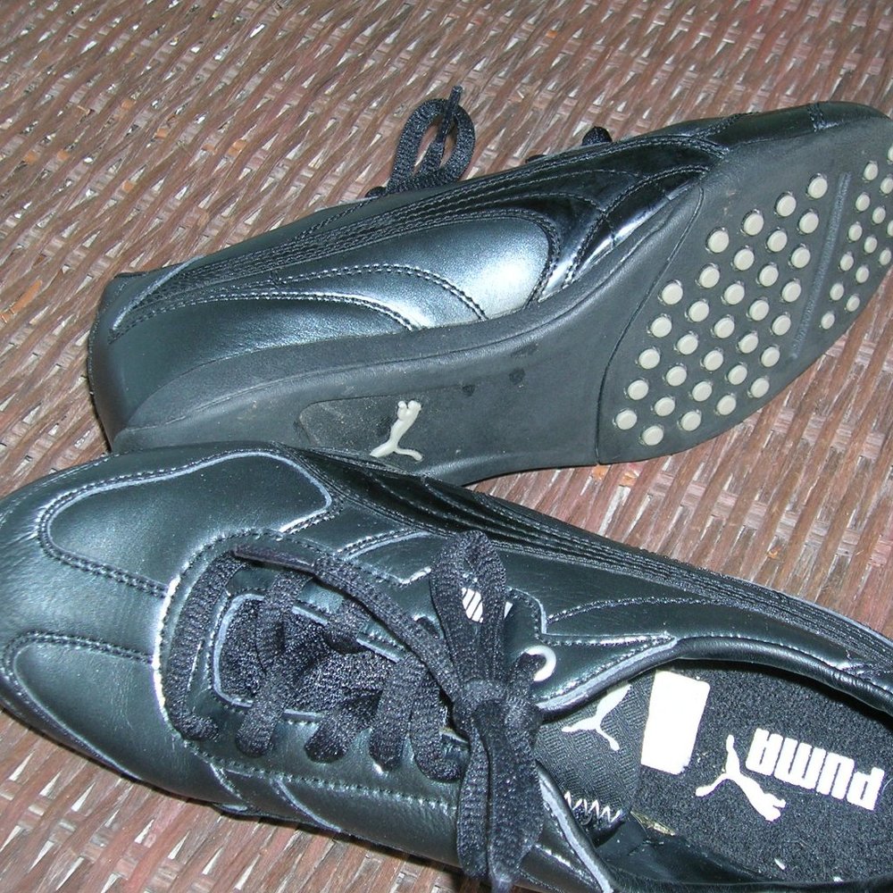 New Black Leather Lace Up Sneaker